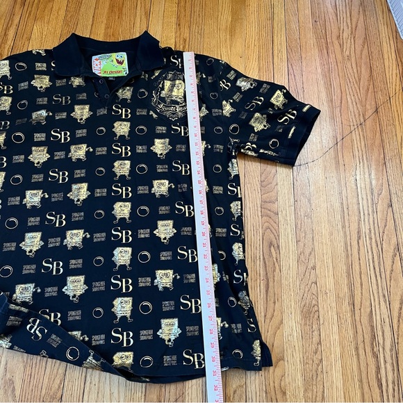 JH Design Spongebob black Gold Polo Sz XXL Shirt Nickelodeon All Over Print - Picture 4 of 6